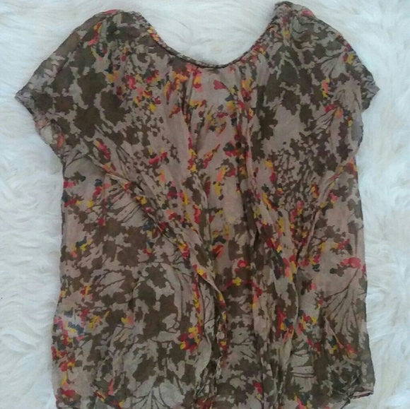 Anthropologie Silk Floral Top by Postella Size P - Picture 2 of 5